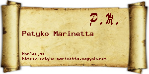 Petyko Marinetta névjegykártya